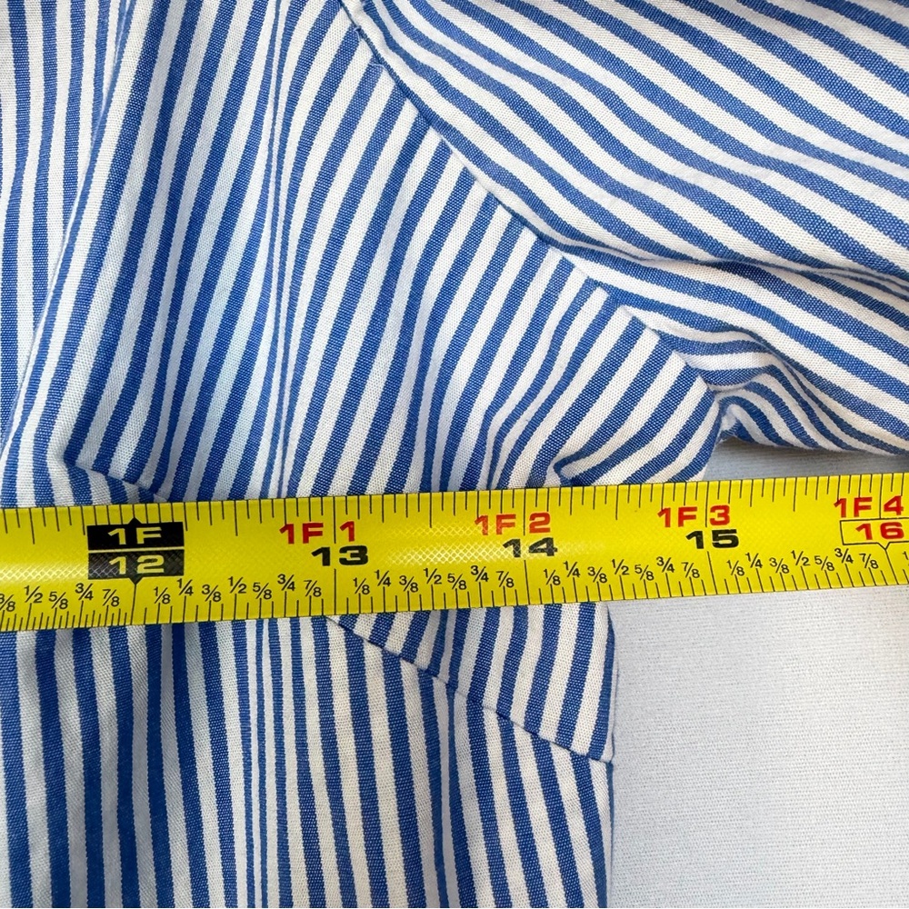 J. Crew Midi Dress Sz 8 Blue White Stripe Cotton Tiered Puff Sleeve SU24 Cottage - Picture 10 of 15